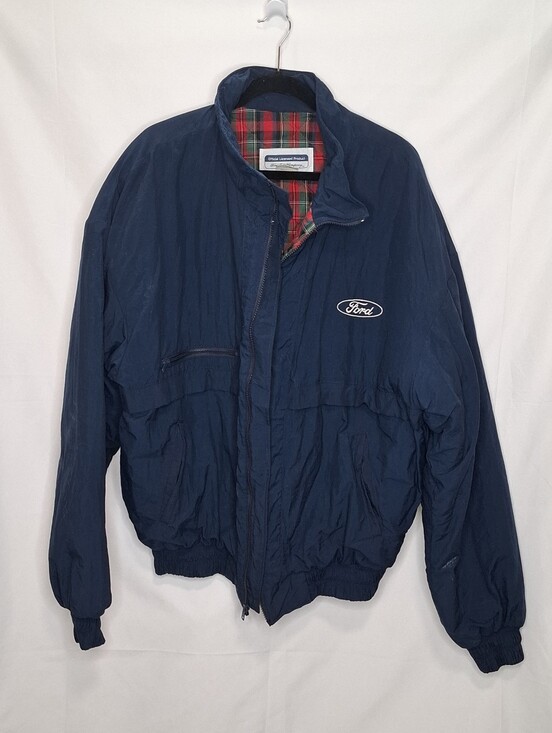 Vintage Ford Motor Company Plaid Quilt Lined Jacket Navy blue XXL